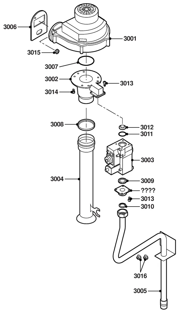 Exploded view Remeha Quinta 115 Solo: Gas ventilator