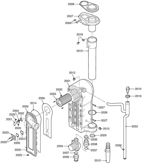 Exploded view Remeha Quinta 45 Solo: Binnenwerk