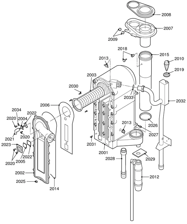 Exploded view Remeha Quinta 85 Solo: Binnenwerk