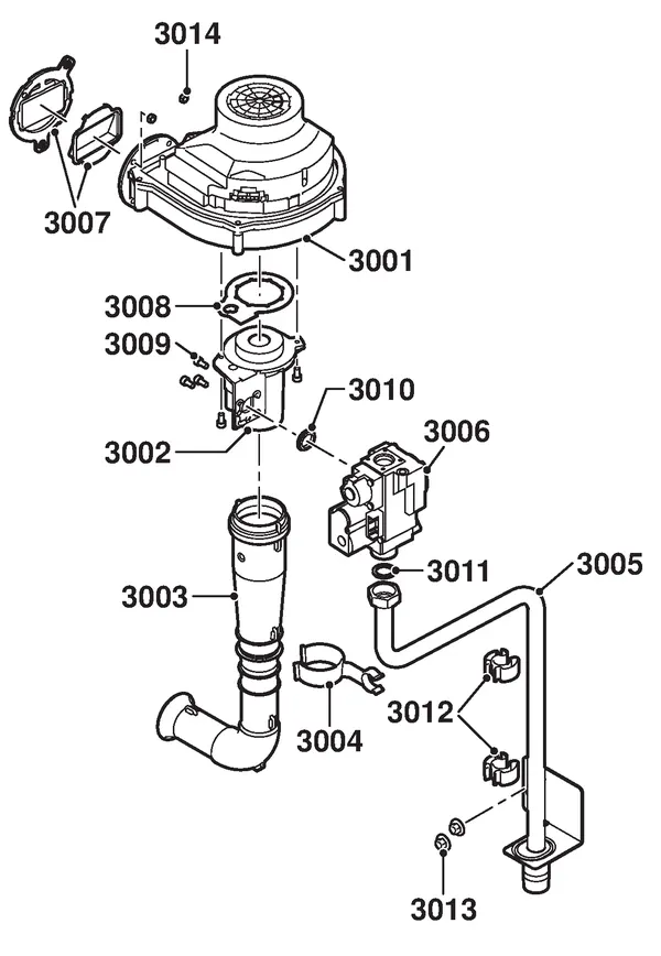 Exploded view Remeha Quinta Pro 45 Solo: Gas ventilator