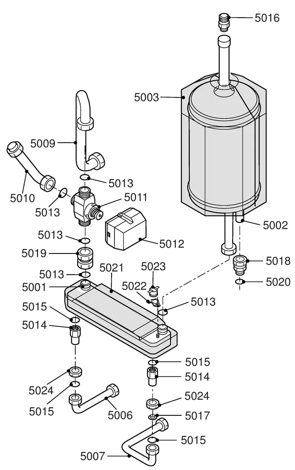 Exploded view Remeha Selecta: Waterzijdig