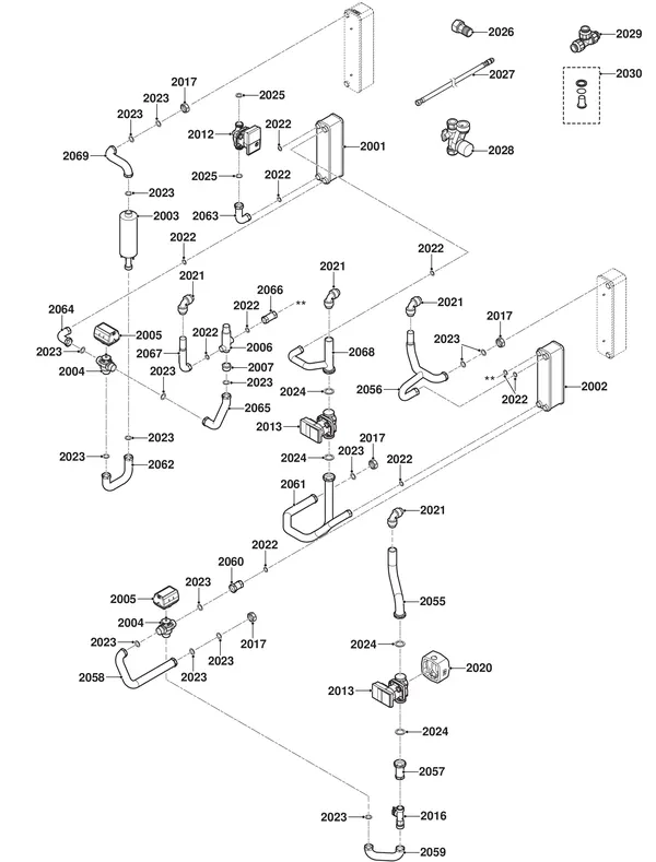 Exploded view Remeha Toros Vision: Hydraulisch circuit tvmpt