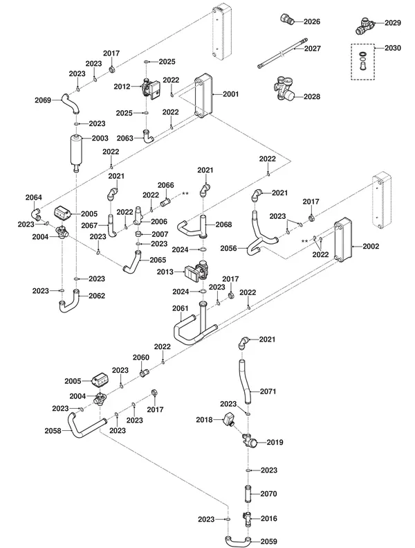 Exploded view Remeha Toros Vision: Hydraulisch circuit tvmxt