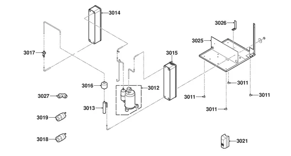 Exploded view Remeha Toros Vision: Koudecircuit tvmpt tvmxt