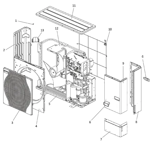 Exploded view Remeha Tzerra Hybrid HP40: Puhz frame
