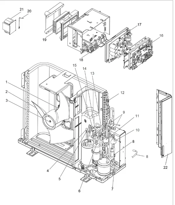 Exploded view Remeha Tzerra Hybrid HP40: Puhz w50vha2r1