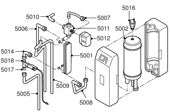 Exploded view Remeha W21 Eco Combi: Waterzijdig