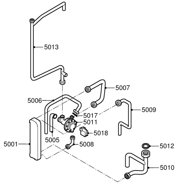 Exploded view Remeha W23 Combi: Waterzijdig