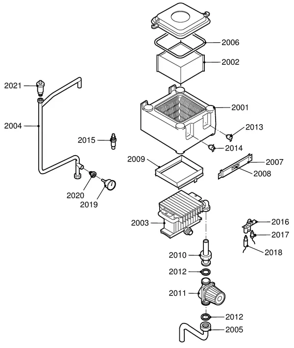 Exploded view Remeha W23 Solo: Binnenwerk