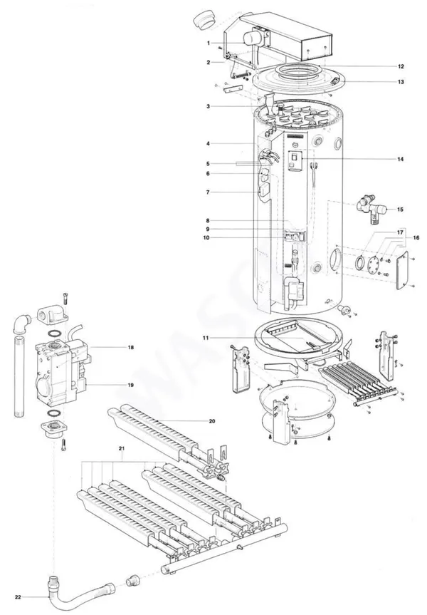 Exploded view A.O. Smith ADM(C) 50: Totaaloverzicht