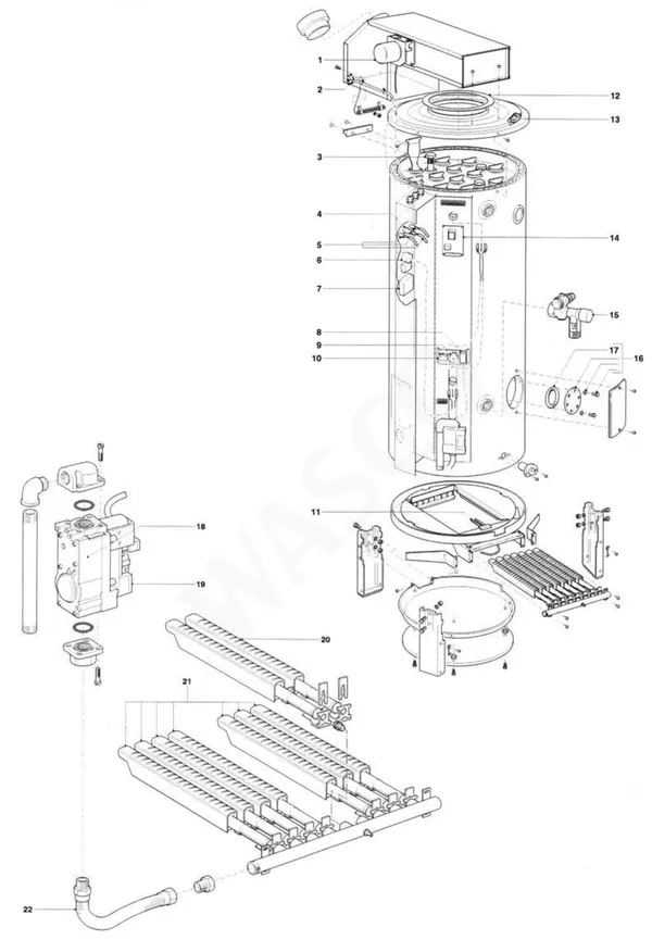 Exploded view A.O. Smith ADM(C) 80: Totaaloverzicht