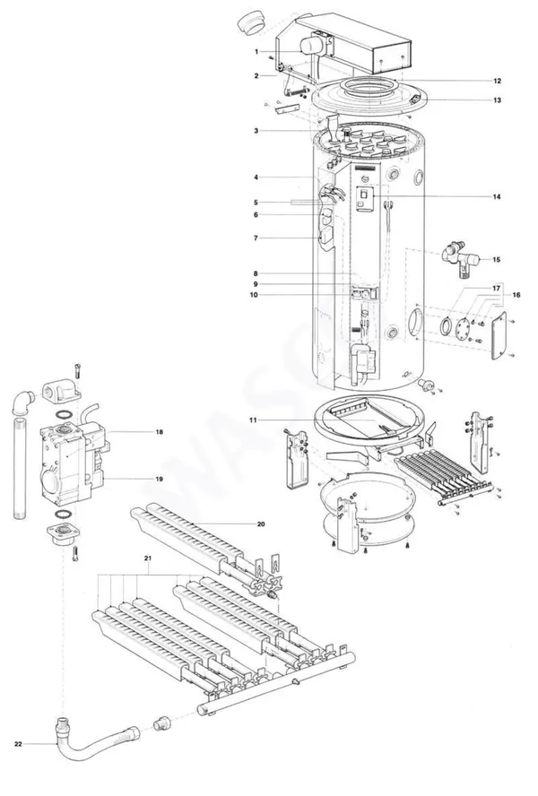 Exploded view A.O. Smith ADM(C) 90: Totaaloverzicht