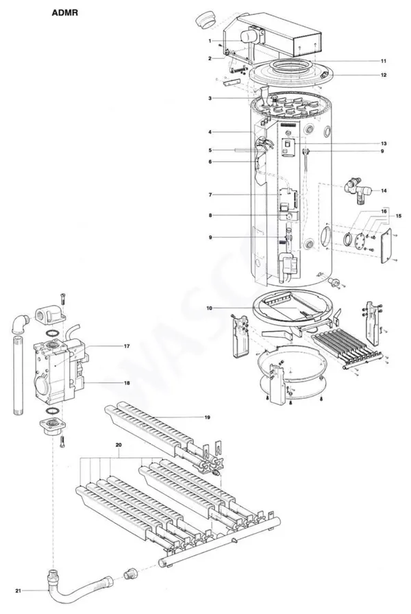 Exploded view A.O. Smith ADMR 90: Totaaloverzicht