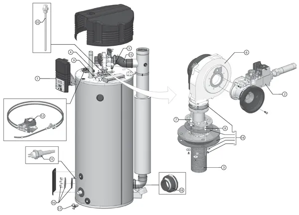 Exploded view A.O. Smith BFC 30 (na 09-2009): Totaaloverzicht