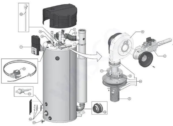 Exploded view A.O. Smith BFC 50 (na 09-2009): Totaaloverzicht
