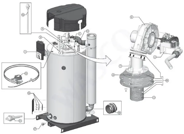 Exploded view A.O. Smith BFC 80 (na 09-2009): Totaaloverzicht