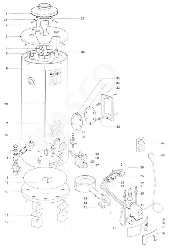 Exploded view A.O. Smith BT(T)E 65 TNN: Totaaloverzicht