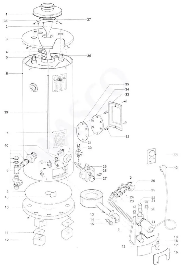 Exploded view A.O. Smith BT(T)E 85 PN: Totaaloverzicht