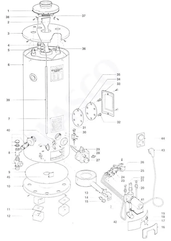 Exploded view A.O. Smith BT(T)E 85 TNN: Totaaloverzicht