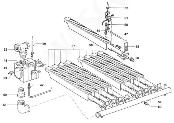 Exploded view A.O. Smith BTE 251 NN: Totaaloverzicht