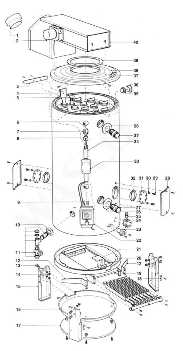 Exploded view A.O. Smith BTR 155: Totaaloverzicht