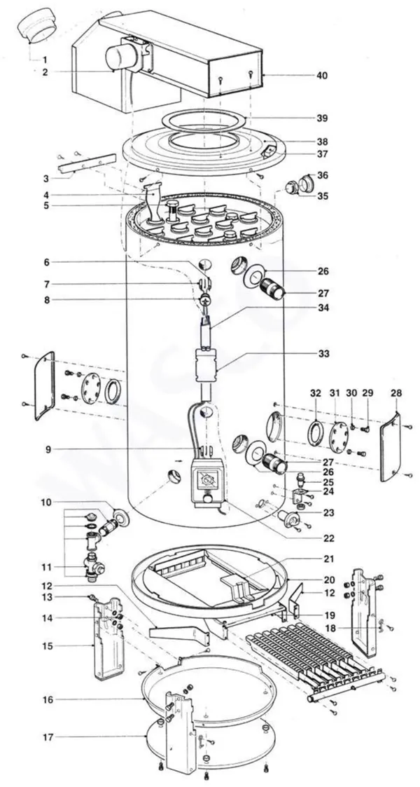Exploded view A.O. Smith BTR 270: Totaaloverzicht