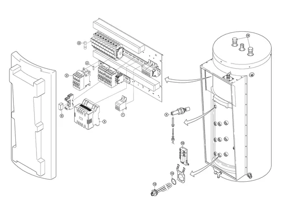 Exploded view A.O. Smith DRE 120 54kW (tot 04-2022): Totaaloverzicht vanaf 03 10