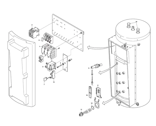 Exploded view A.O. Smith DRE 80 18kW (tot 04-2022): Totaaloverzicht tot 02 10