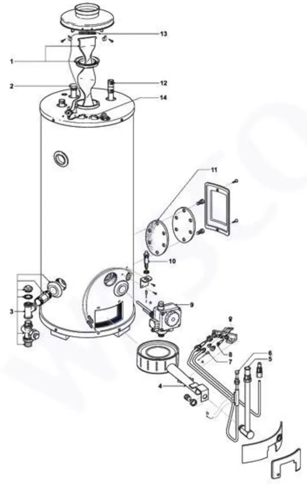 Exploded view A.O. Smith EQ(B) 280: Totaaloverzicht