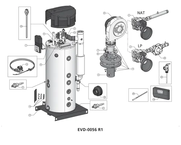 Exploded view A.O. Smith SGE 40 (na 31-12-2012): Totaaloverzicht