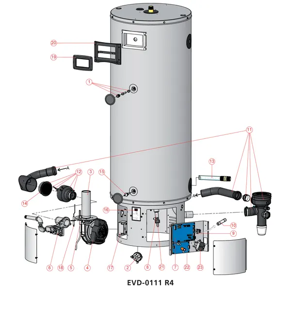 Exploded view A.O. Smith Twister II 35-200: Totaaloverzicht