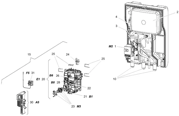 Exploded view Stiebel Eltron HM(S) Trend (06/2014 - 04/2019): Functiedelen