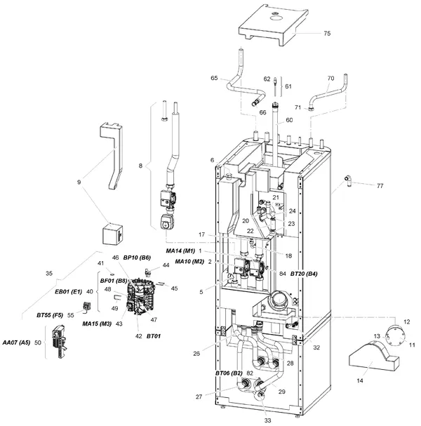 Exploded view Stiebel Eltron HSBC 200 (09/2015 - 10/2018): Functiedelen