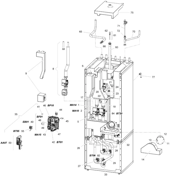 Exploded view Stiebel Eltron HSBC 200 S (04/2017 - 10/2018): Functiedelen