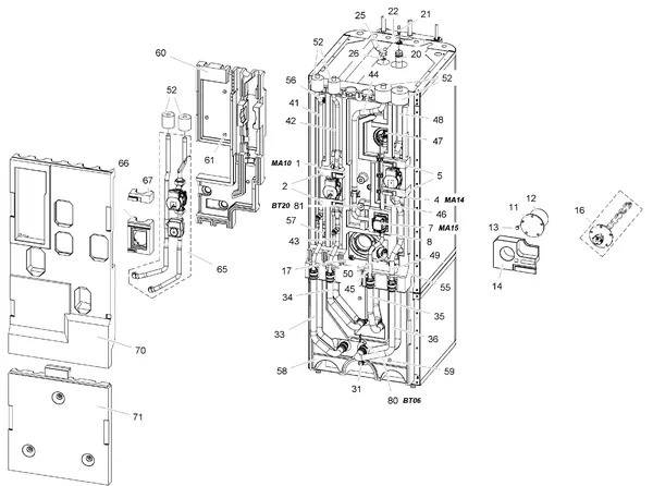 Exploded view Stiebel Eltron HSBC 300 L COOL (09/2018 - 12/2021): Functiedelen