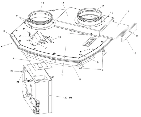 Exploded view Stiebel Eltron LWA 100 (06/2016): Luchtvoering