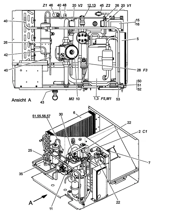 Exploded view Stiebel Eltron LWA 203-203 SOL, 303-303 SOL (11/2000-08/2003): Koelunit
