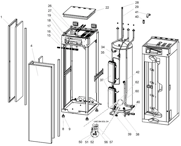 Exploded view Stiebel Eltron LWZ 304 SOL (03/2011-05/2015): Boiler