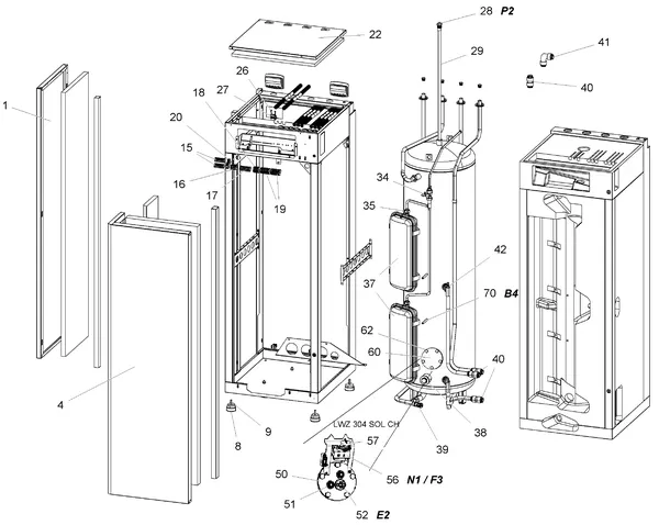Exploded view Stiebel Eltron LWZ 304 SOL (05/2015-01/2018): Boiler