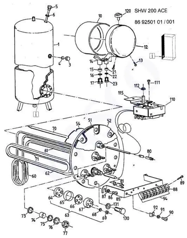 Exploded view Stiebel Eltron SHW 200: Totaaloverzicht