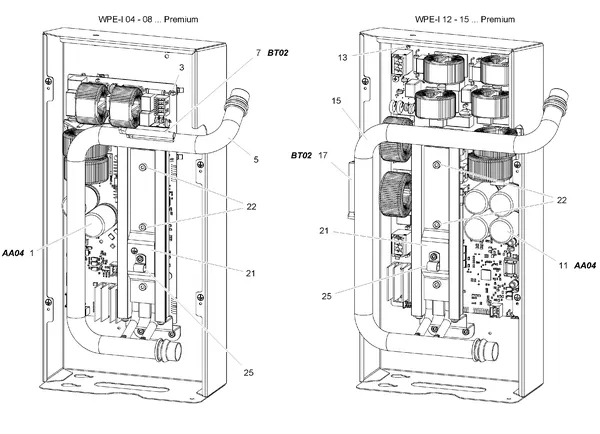 Exploded view Stiebel Eltron WPE-I 04-15 HKW 230 PREMIUM (06/2020): Inverter