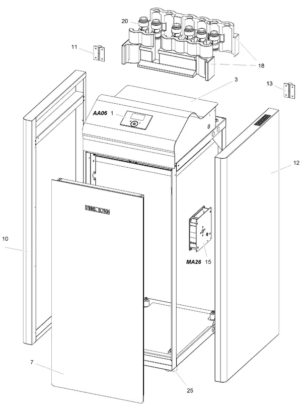 Exploded view Stiebel Eltron WPE-I 04-15 HKW 230 PREMIUM (06/2020): Mantel