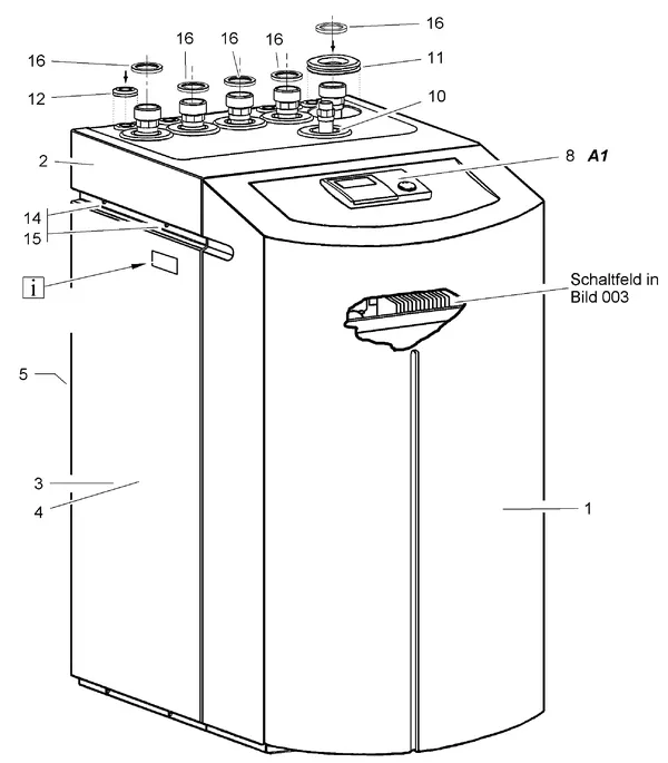Exploded view Stiebel Eltron WPF 5,7,10,13 MIT R410A (10/2005-10/2010): Mantel
