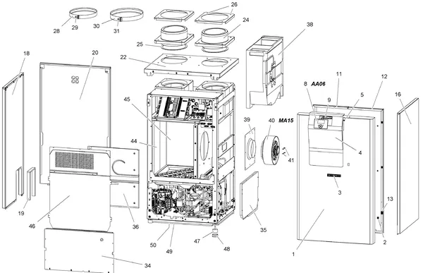Exploded view Stiebel Eltron WPL 09-17 I(K)CS CLASSIC (02/2017): Mantel