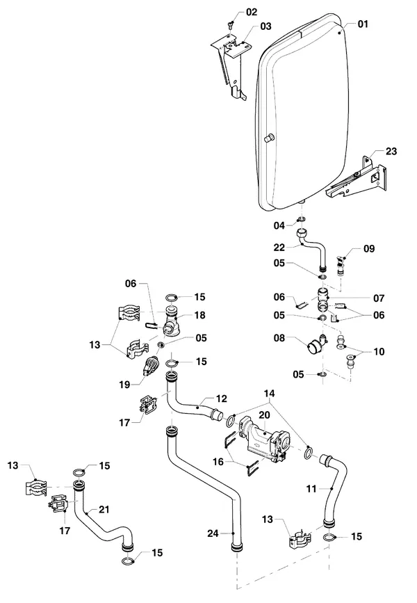 Exploded view Vaillant ecoTEC plus VHR 20/26 CS/1-5: Hydraulikdelen