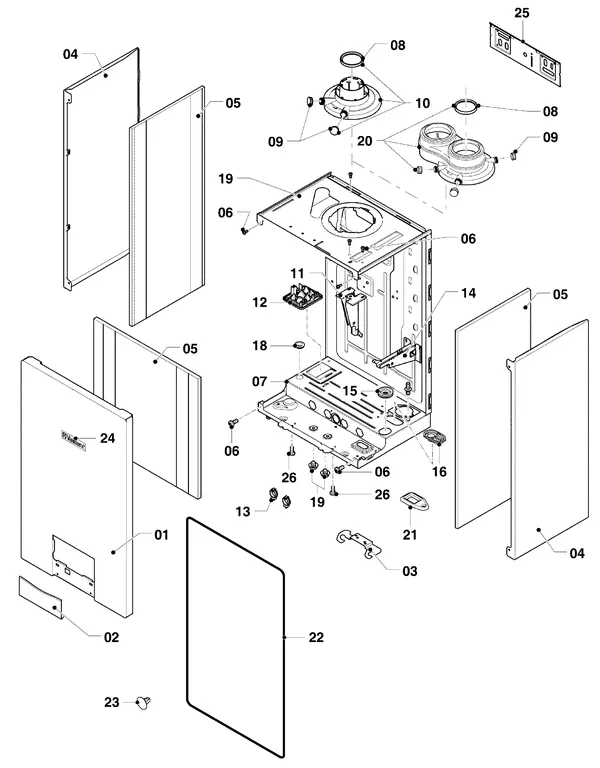Exploded view Vaillant ecoTEC plus VHR 35/40 CS/1-5: Manteldelen