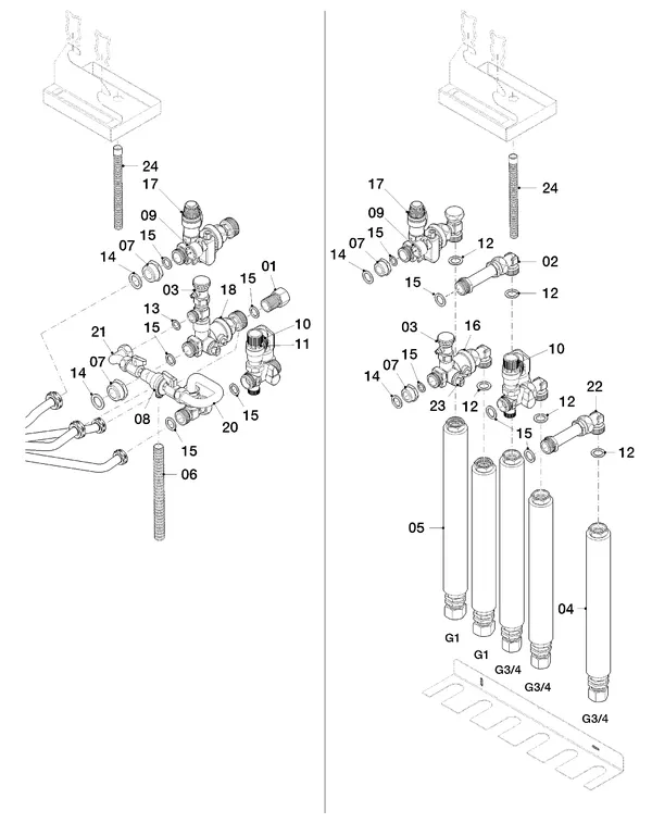 Exploded view Vaillant uniTOWER VIH QW 190/1 E (0010019708): Aansluittoebehoren