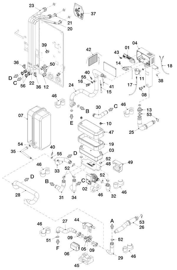 Exploded view Vaillant uniTOWER VIH QW 190/1 E (0010019708): Hydraulische delen