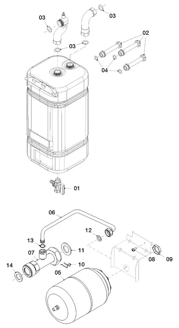 Exploded view Vaillant uniTOWER VIH QW 190/1 E (0010019708): Hydraulische garnituur