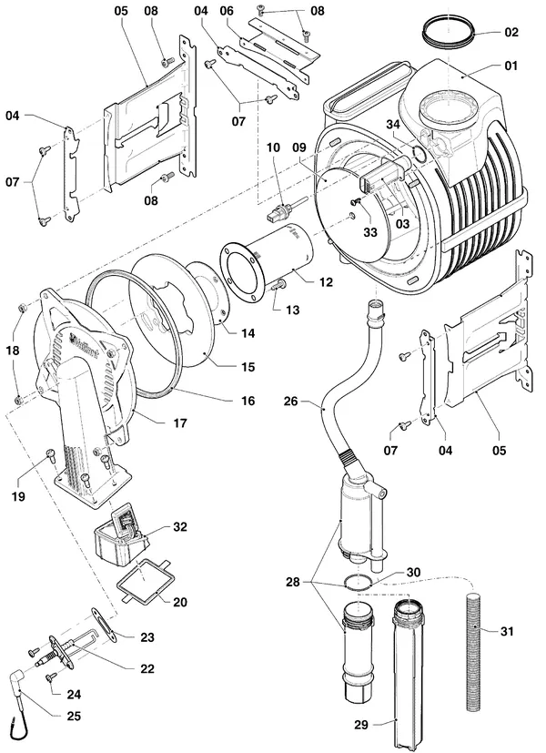 Exploded view Vaillant ecoTEC exclusive VHR NL 25-35/5-7: Brander warmtewisselaar